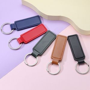 Sleek Rectangle PU Leather Simple Keychain 9