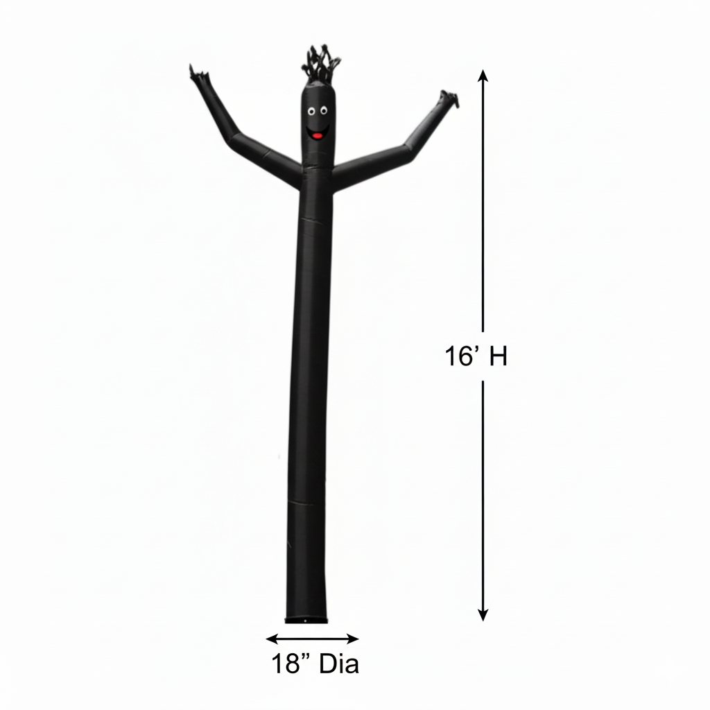 16'H Wacky Man™ Single-Leg Inflatable Dancer, Black 5