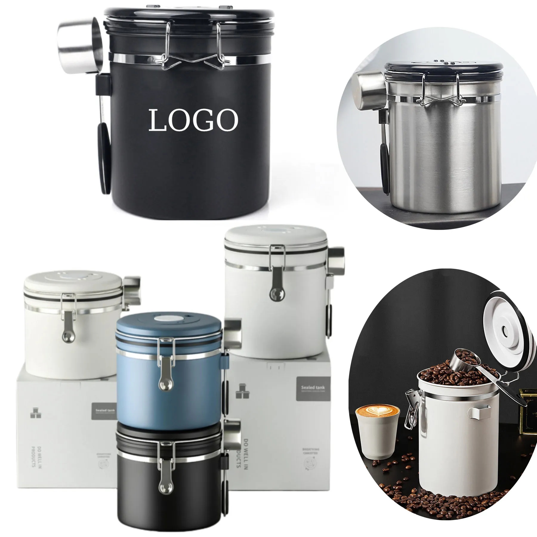 Stainless Steel Airtight Canister with Spoon 2