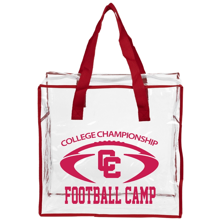 12"W x 12"H x 6"Gusset – "ARETE" Clear Vinyl Stadium Compliant Tote Bag with Zipper 12