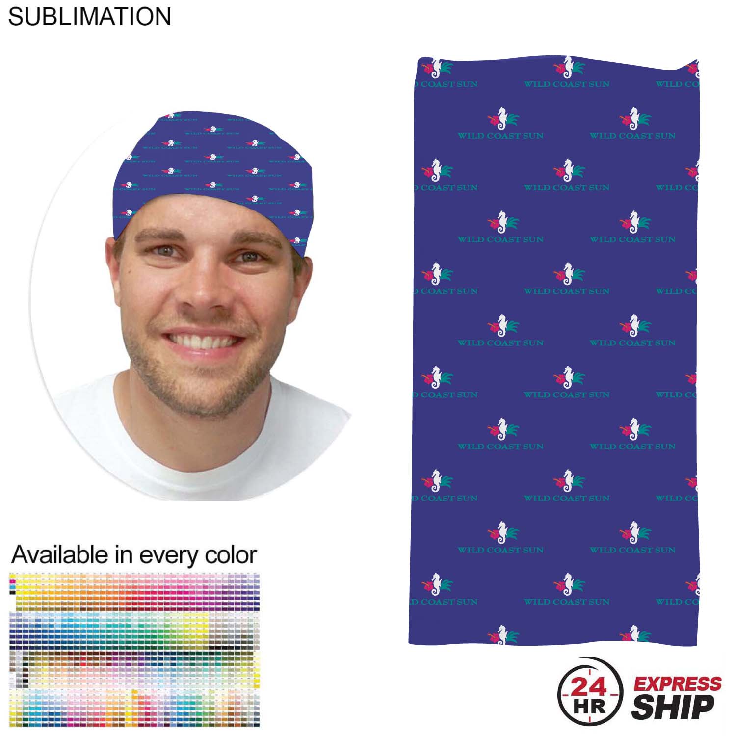 24 Hr Express Ship - Sublimated Multifunction Tubular Headwear (Fandanna Bandanna) 1