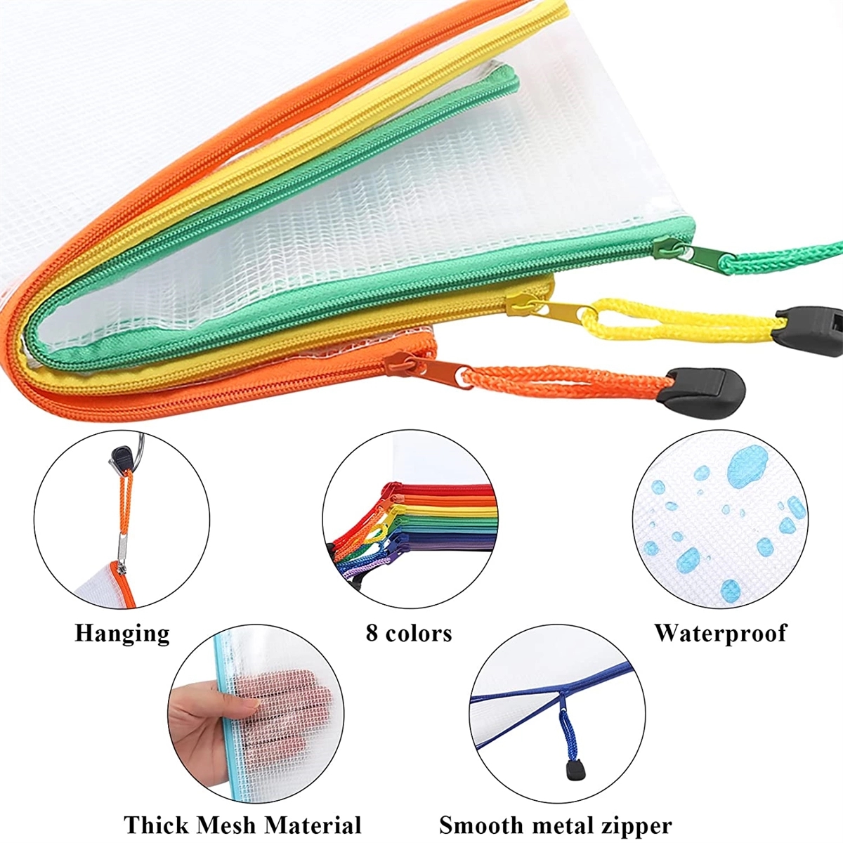 Multisize Mesh Zipper Pouch Document Bag 4