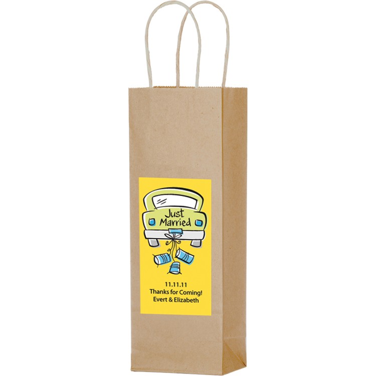 Natural Kraft Paper Shopper with Twisted Paper Handles - Wine/Take-Out Bag 1