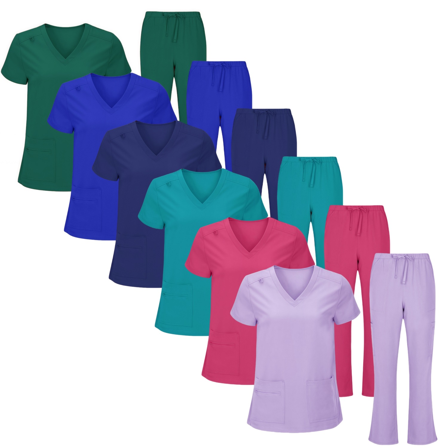 Women's Cool Stretch V-Neck Top and Cargo Pant Scrub Set 3