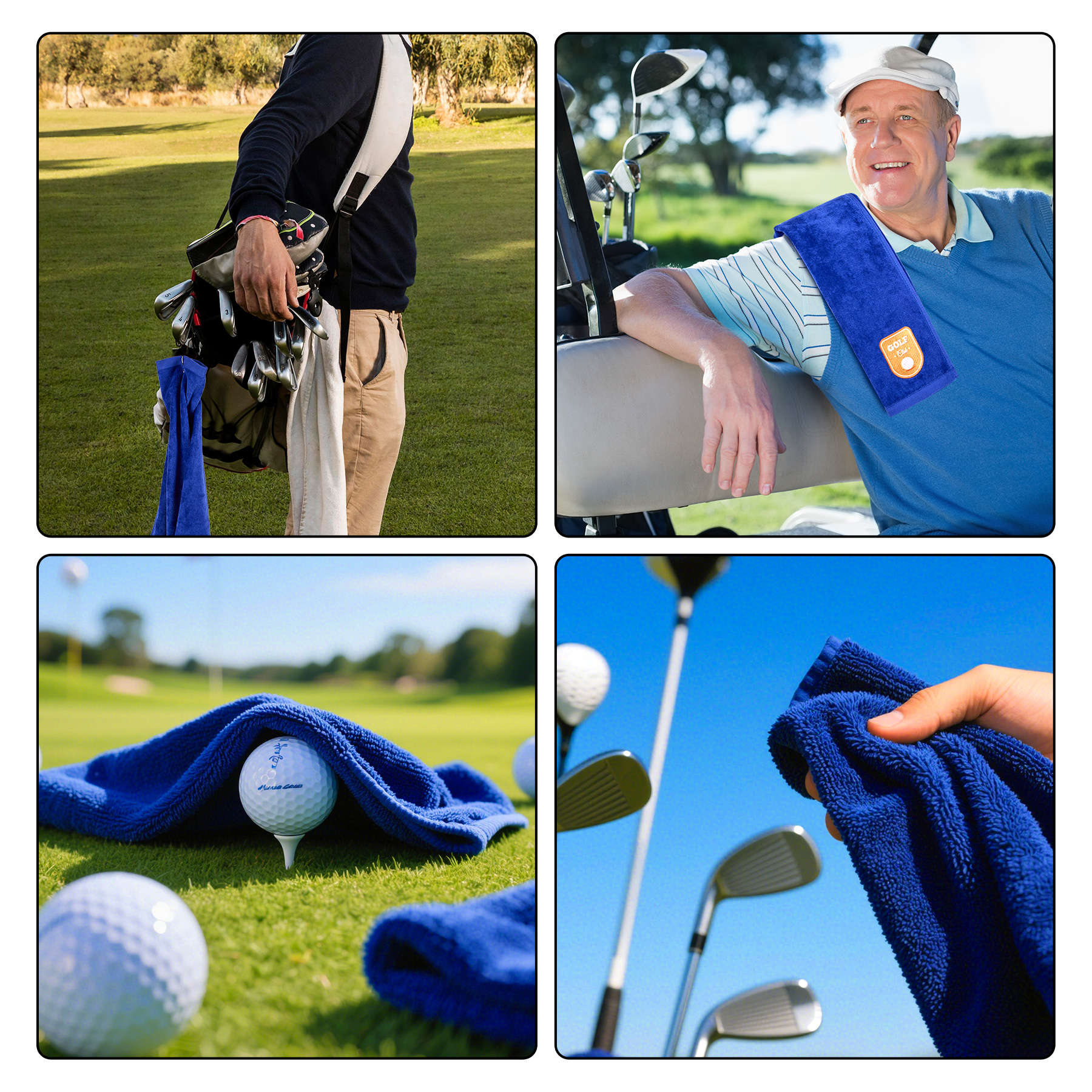 400GSM Cotton Golf Towel With Carabiner 3