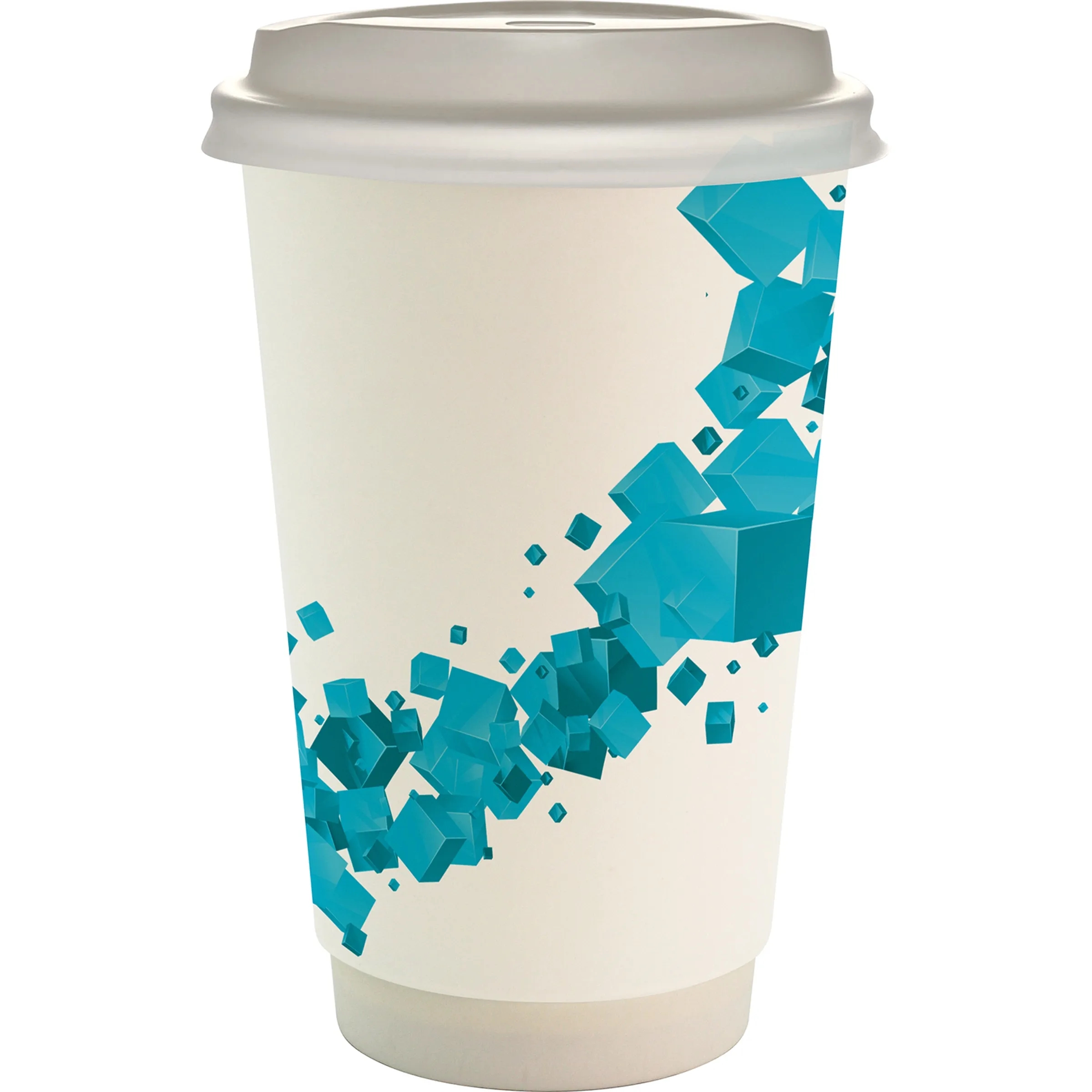 16 oz. Full Color Floating Cube Paper Cup With Lid 19