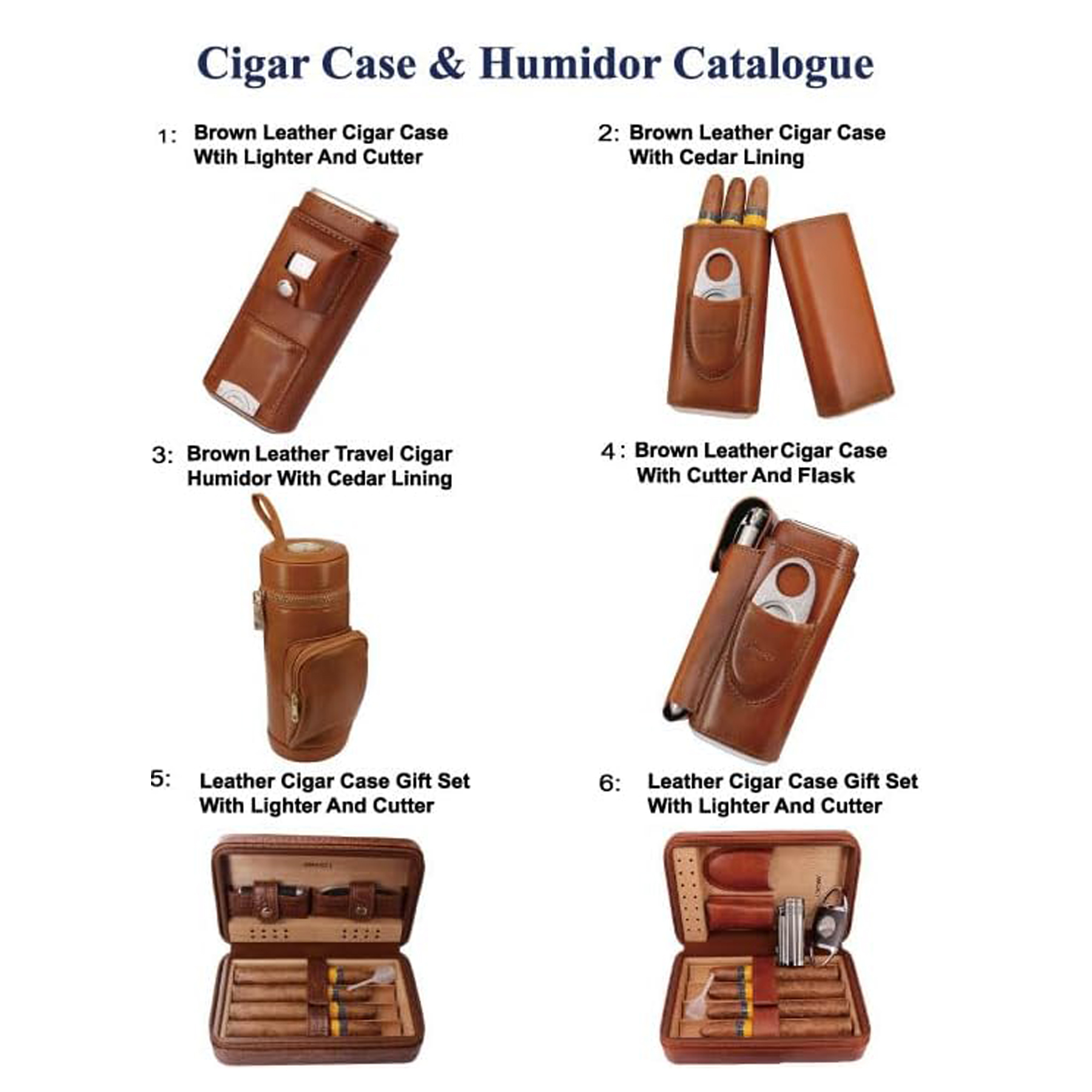 Brown Leather 3-Finger Cigar Holder 2