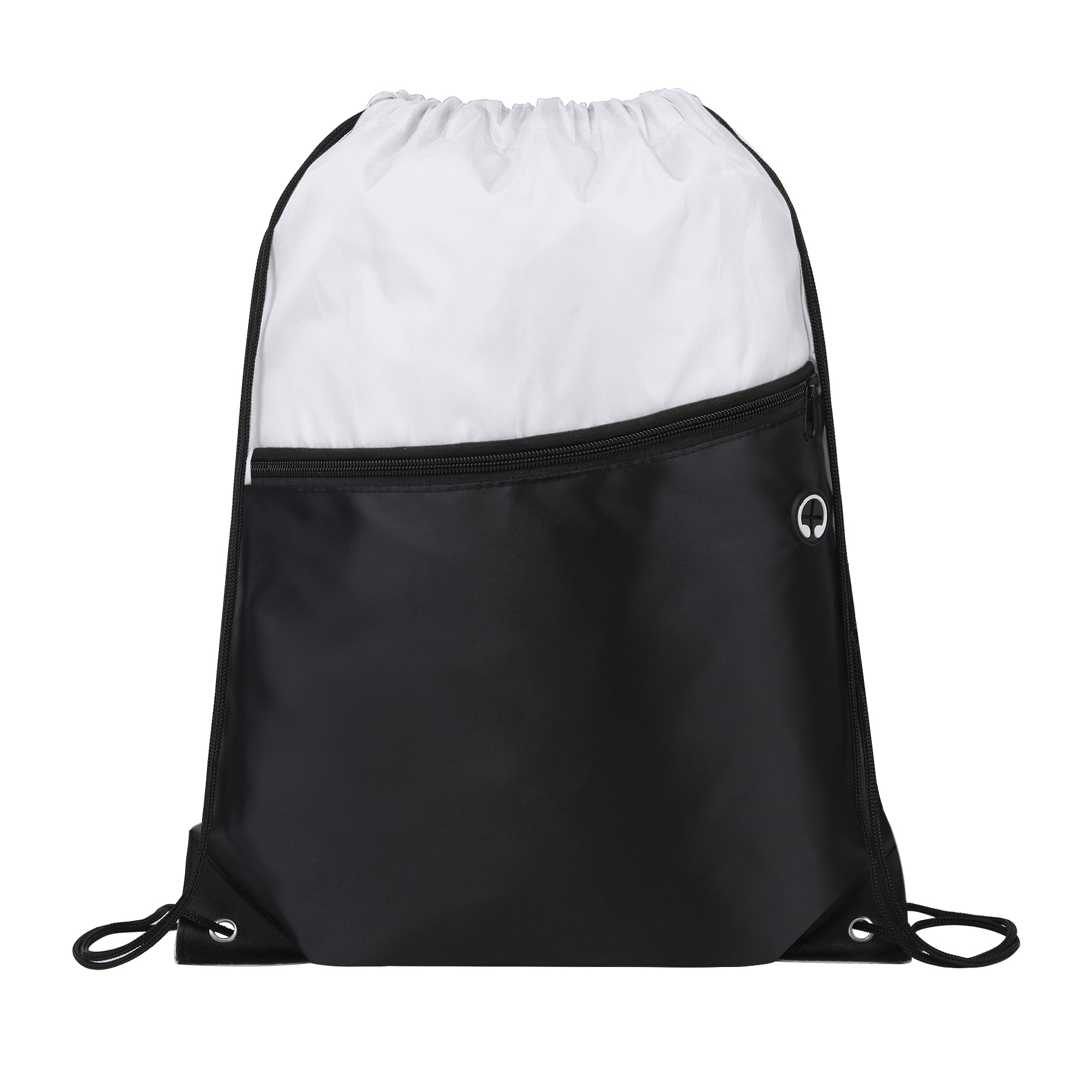 Two-Tone Drawstring Backpack With Front Zipper 4