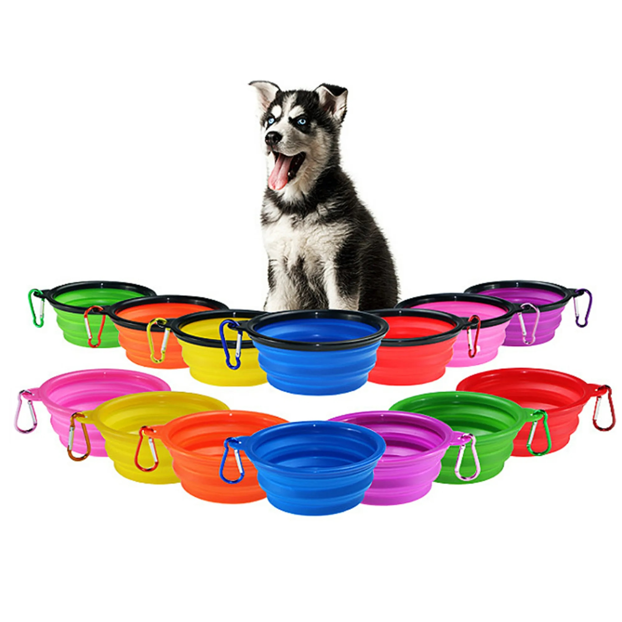 Portable Pet Collapsible Bowl with Carabiner