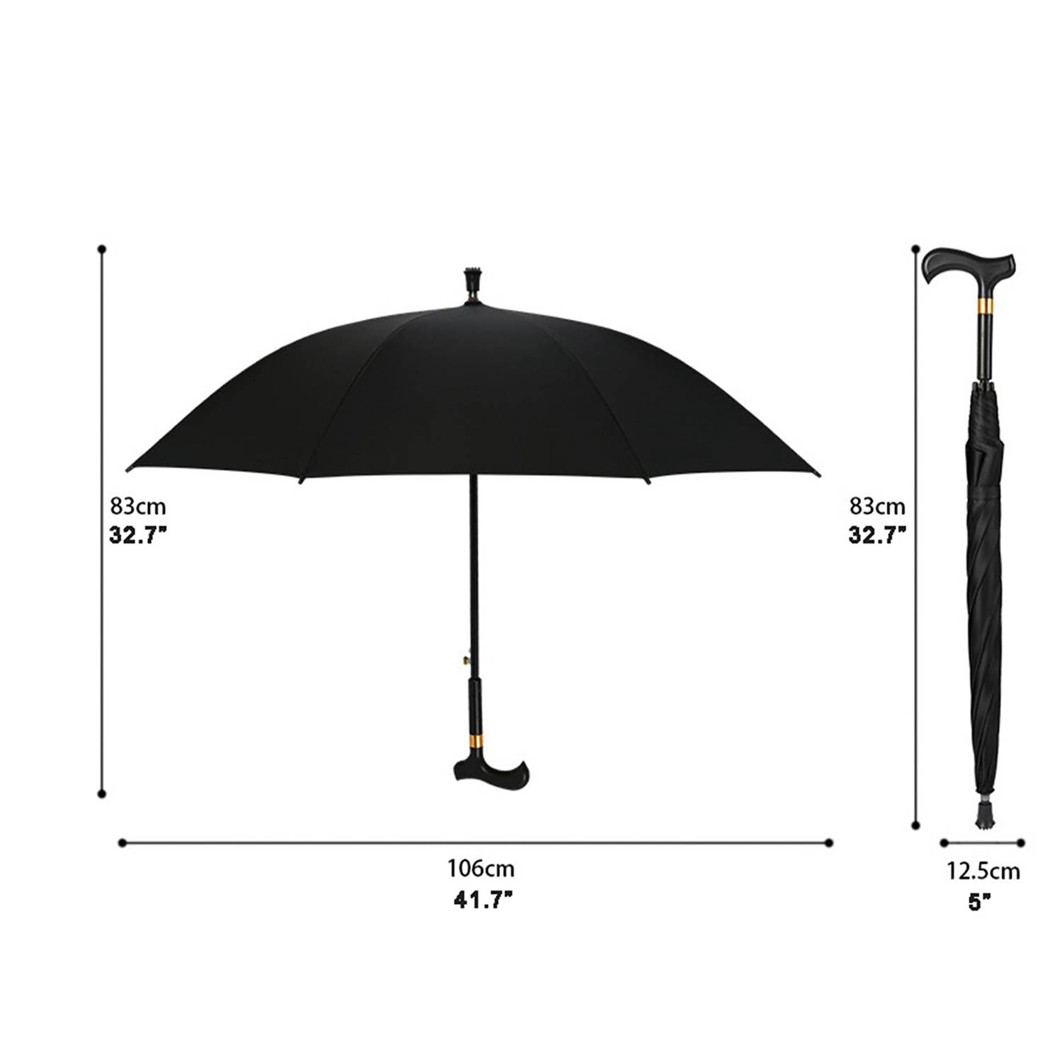 12-Rib Anti-Slip Walking Cane Umbrella for Seniors 5