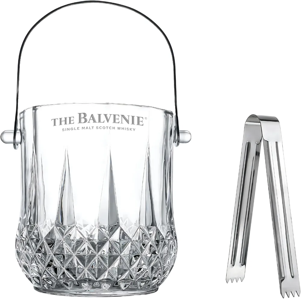 1.1L Mini Glass Ice Bucket with Handle and Tong 2