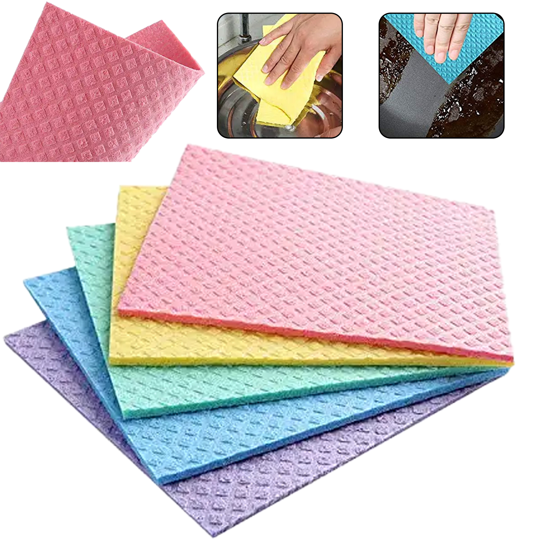 Reusable clean Cellulose sponge cloth Absorbent wipes 3
