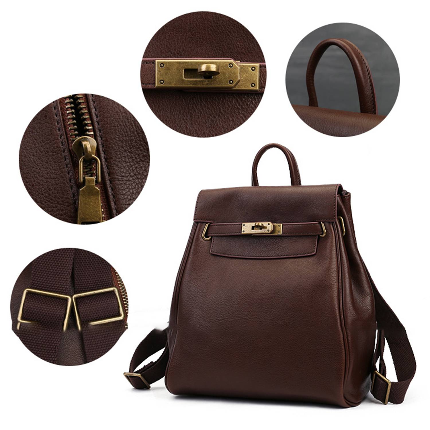 Women Large Capacity Genuine Leather Backpack 6