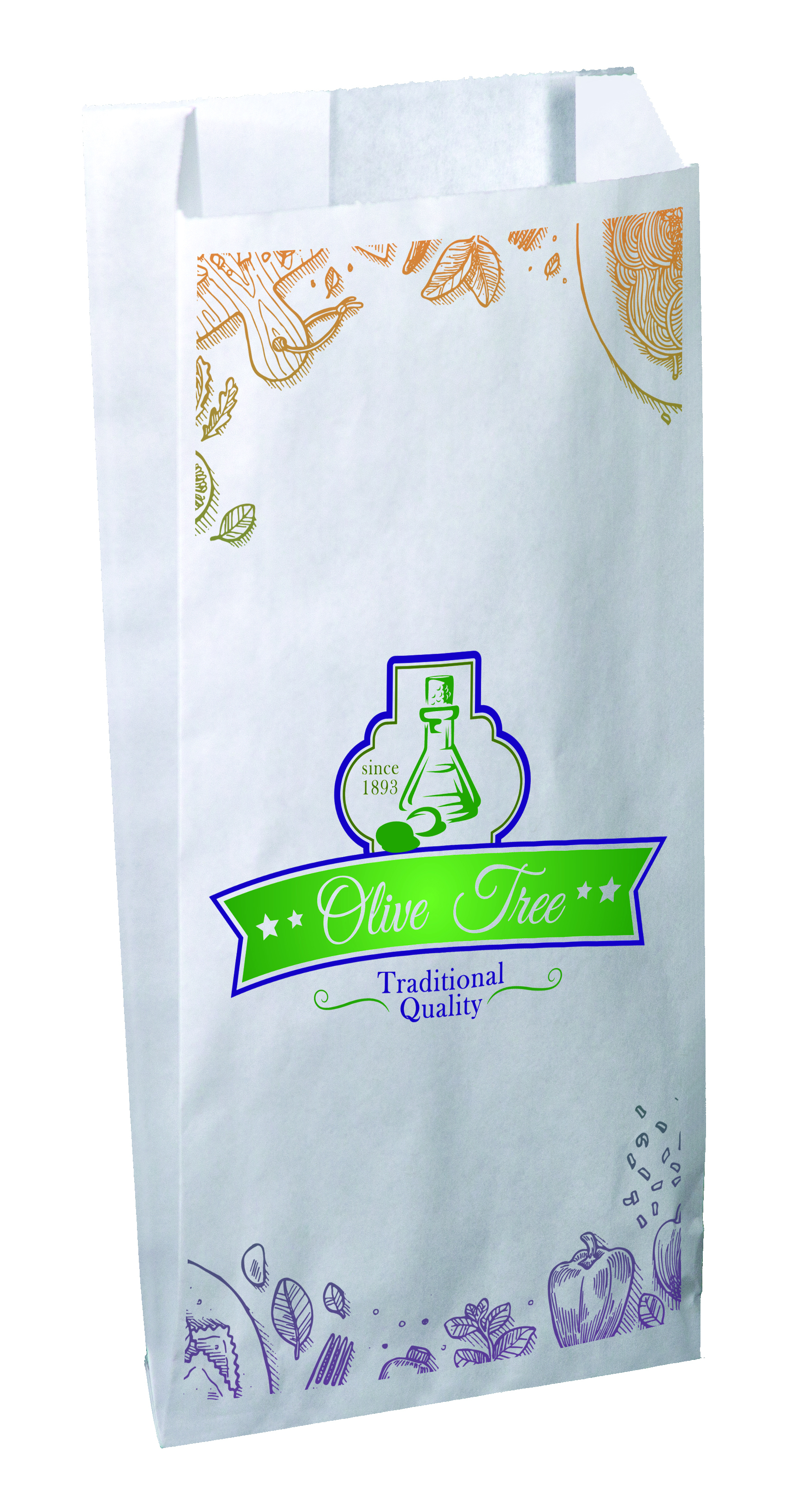 Digital Full Color 2-Sided Merchant Paper Bag with Gussets (5"x 10"x 2")
