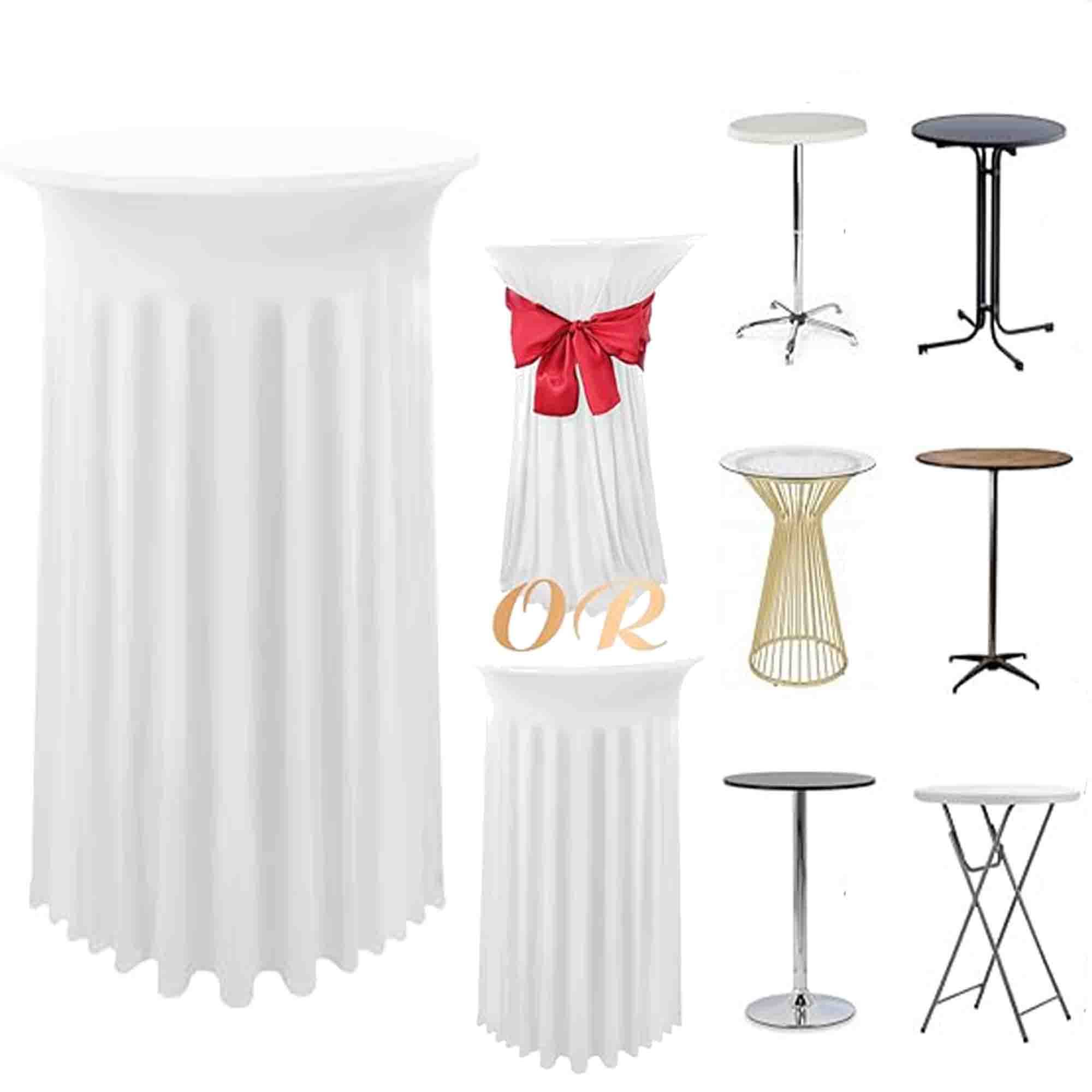 Round Spandex Cocktail Tablecloths with Skirt 2