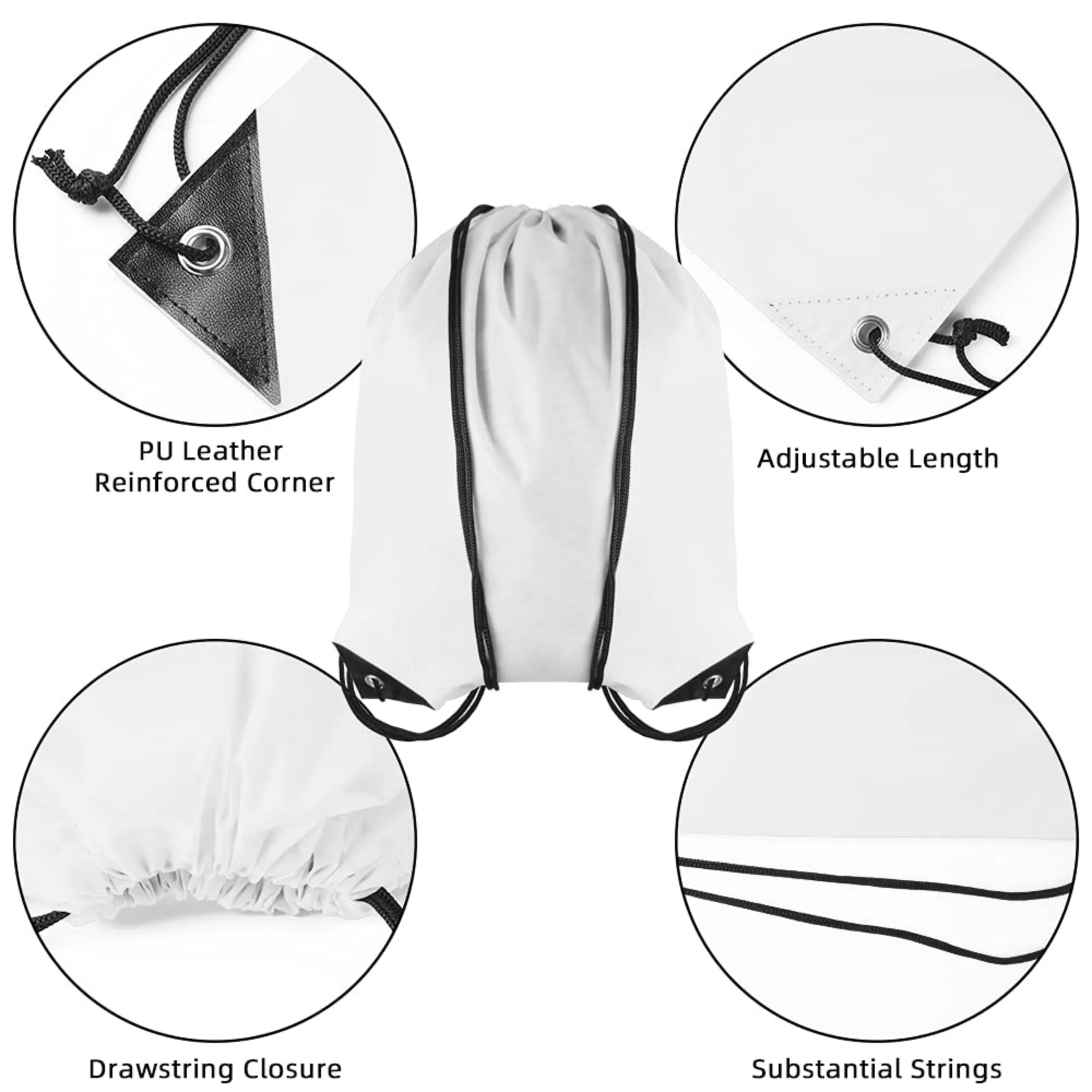 MOQ 20PCS Full Color Nylon Cinch Gym Drawstring Bag Backpack 2
