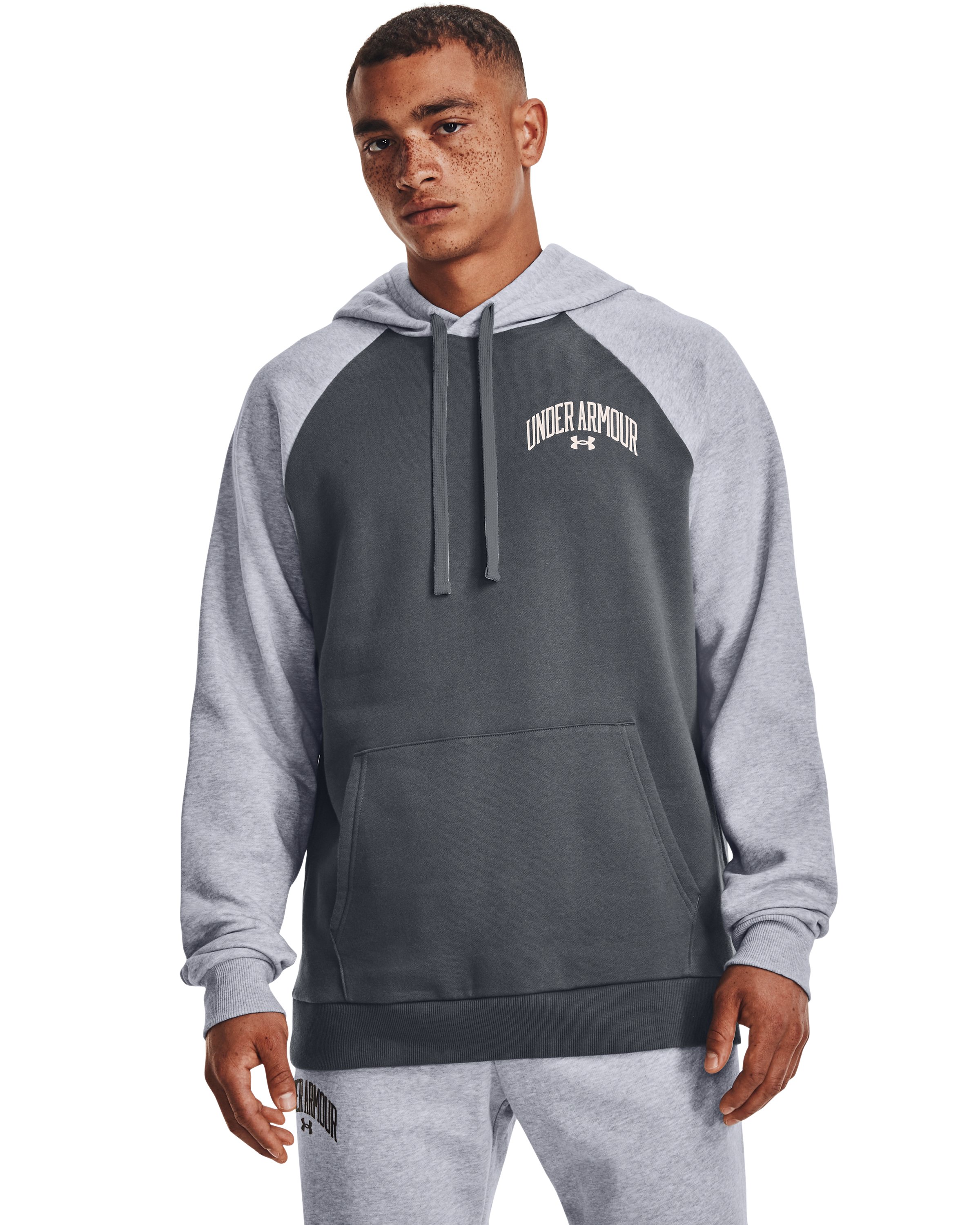 UA Rival Fleece Wordmark Colorblock Men's Hoodie, custom hoodie or sweatshirt with logo imprint 9