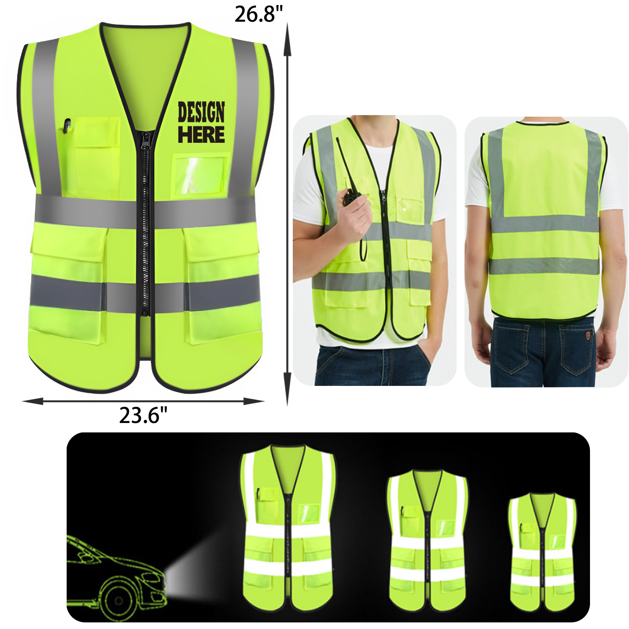 MOQ 50 PCS Durable Reflective Safety Vest 4