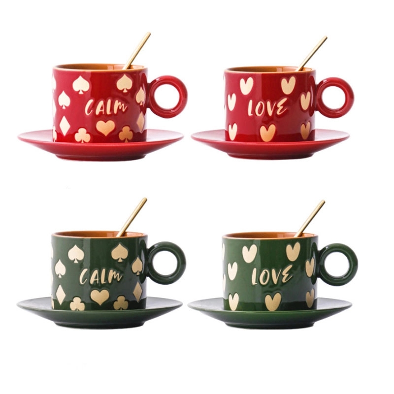 Custom Coffee Cup Set with Love heart 5