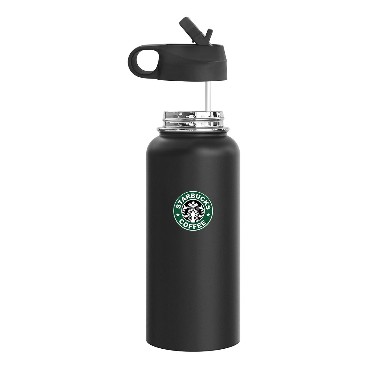 Summit 32oz Double Wall Vacuum Insulated 18/8 Stainless Steel Bottle (Black), custom water bottle with logo imprint 4