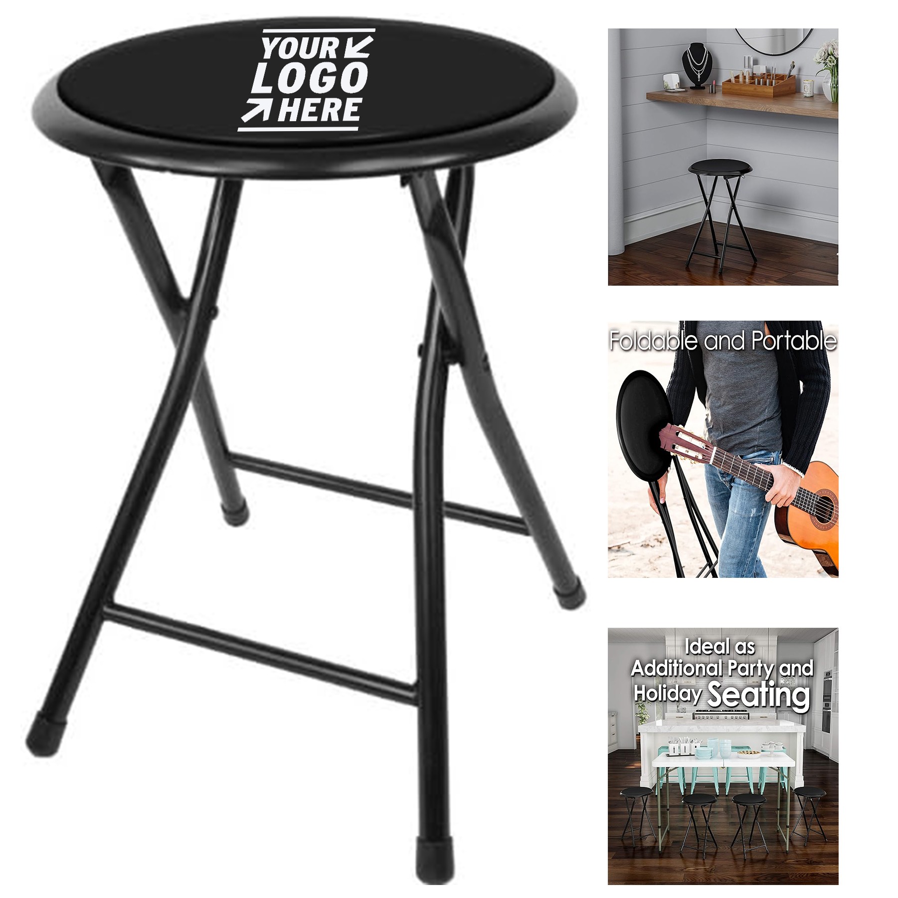 Recreation Game Room 18-Inch 300-Pound Capacity Folding Bar Heavy-Duty Padded Portable Stool 1
