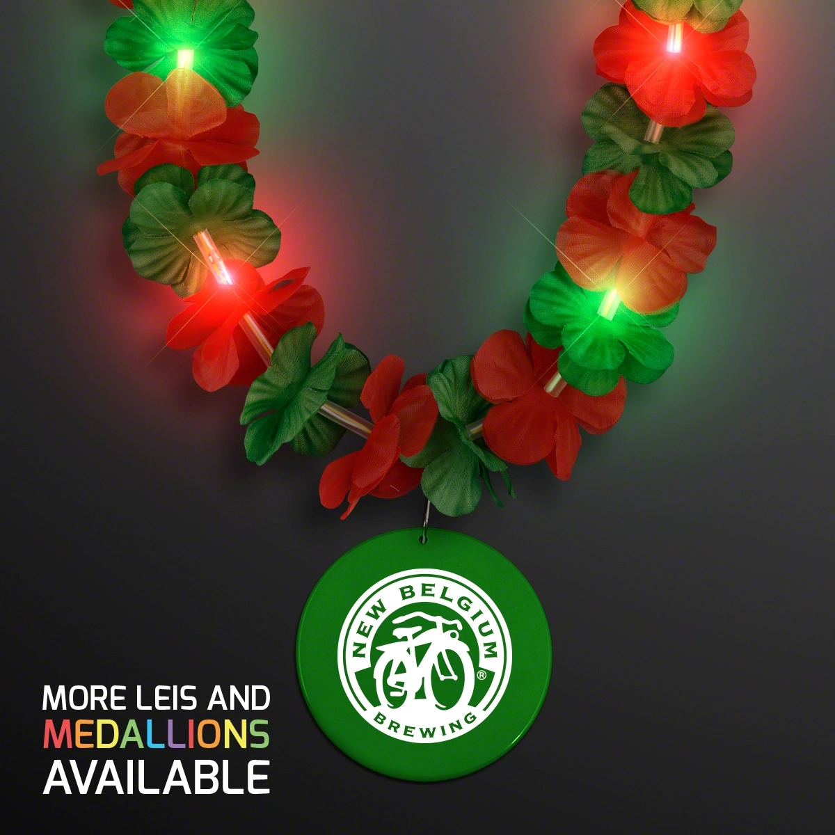LED Christmas Hawaiian Lei Party Necklace with Medallion 6