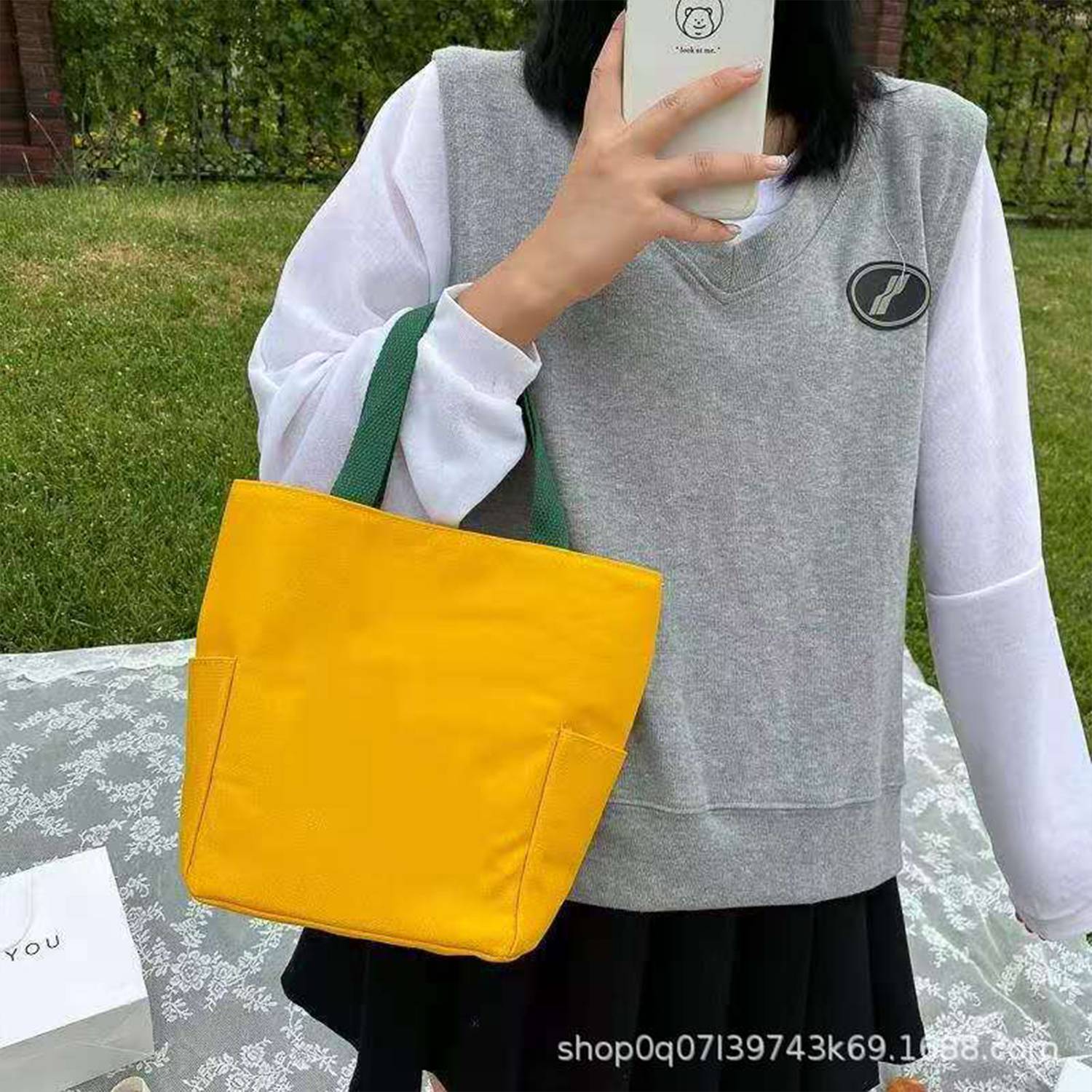 Canvas Portable Tote Bag, custom tote bag with logo imprint 4