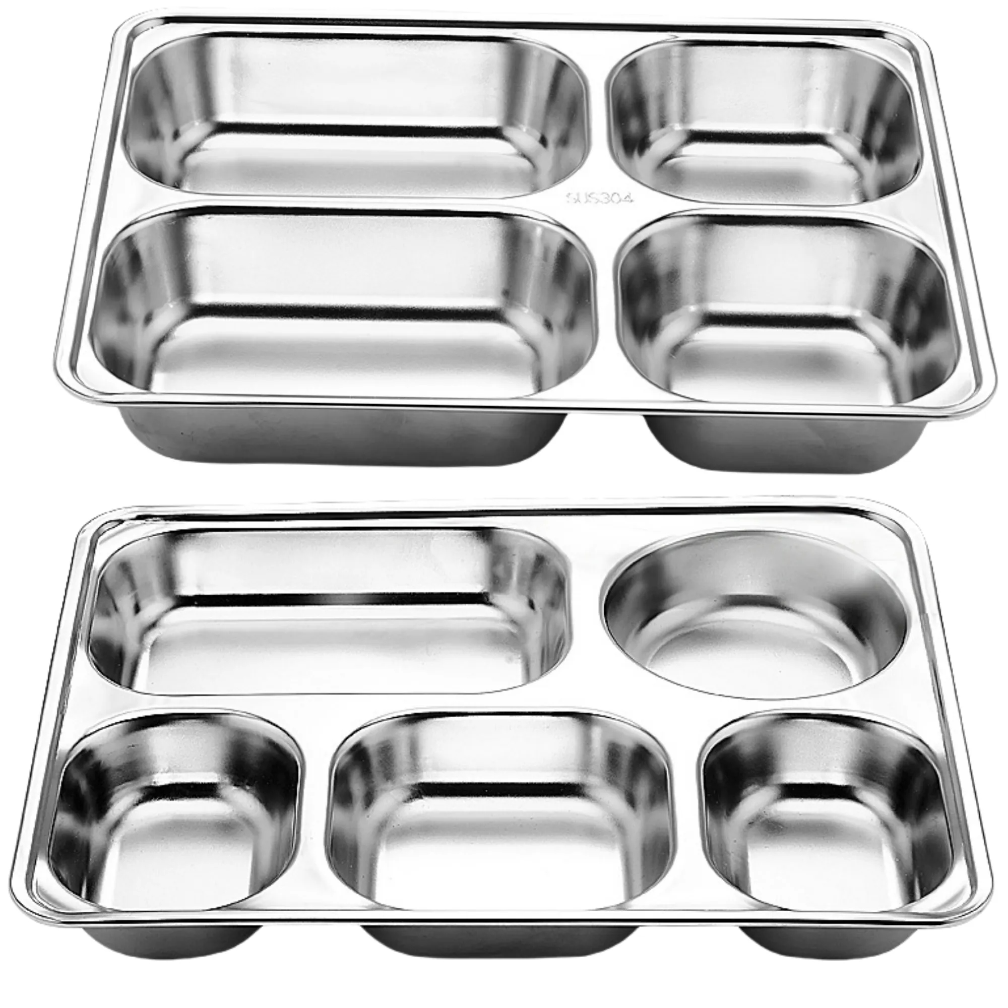304 Stainless Steel Square Multi-compartment Meal Tray 4