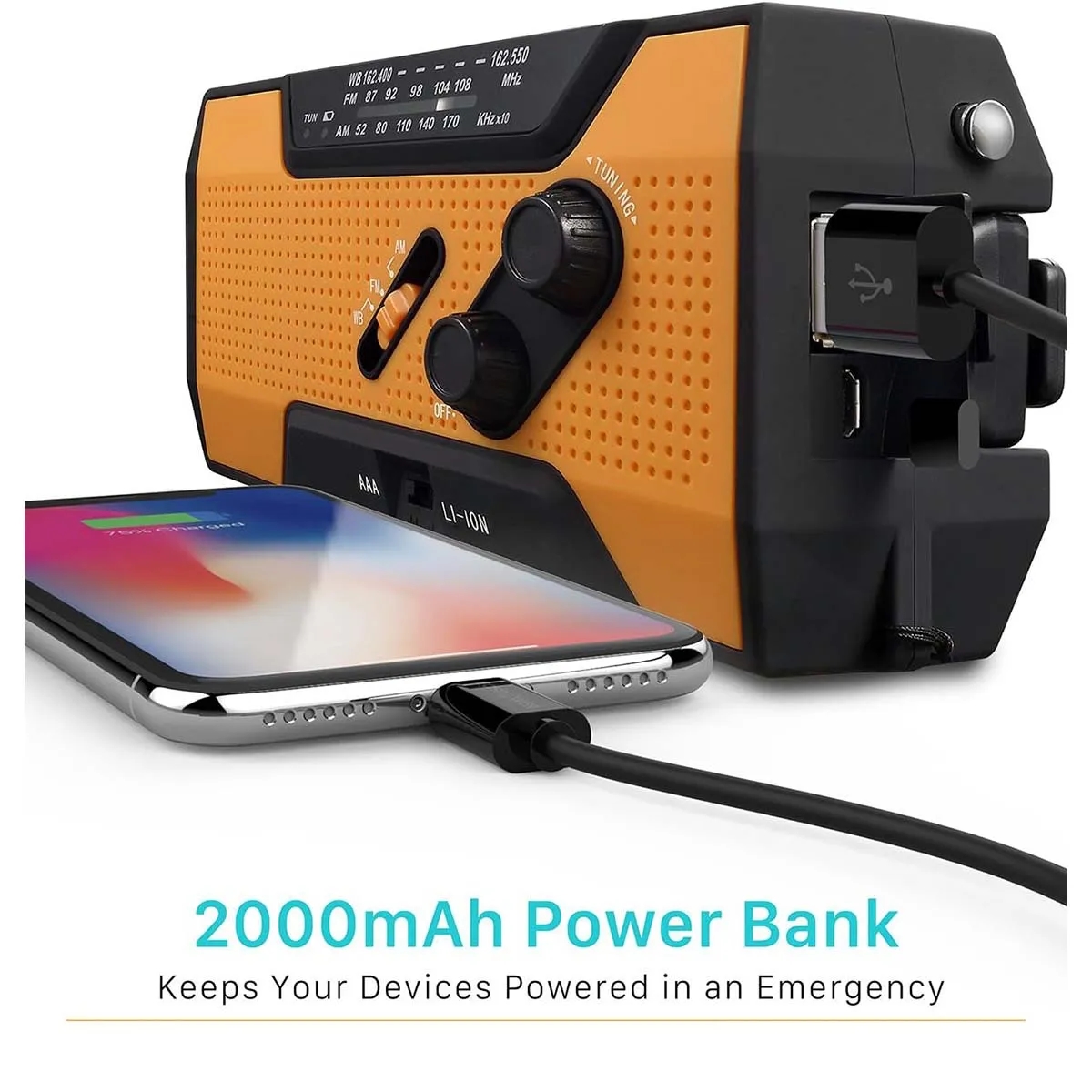 Emergency Weather Radio with 2000mAh Portable Power Bank 1