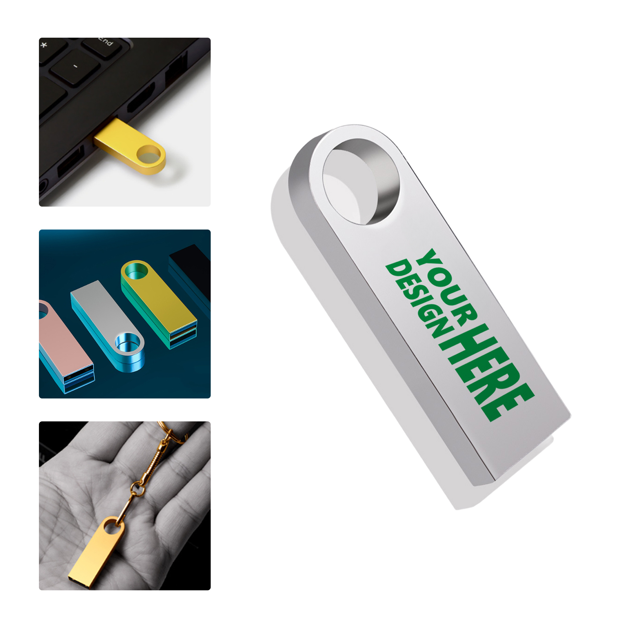 MOQ 30 Custom Metal USB Flash Drive 8GB 2