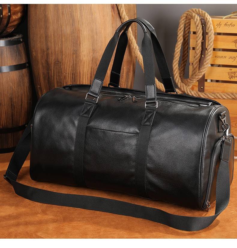 Genuine Leather Travel Weekender Duffel Bag for Men, custom luggage with logo imprint 13