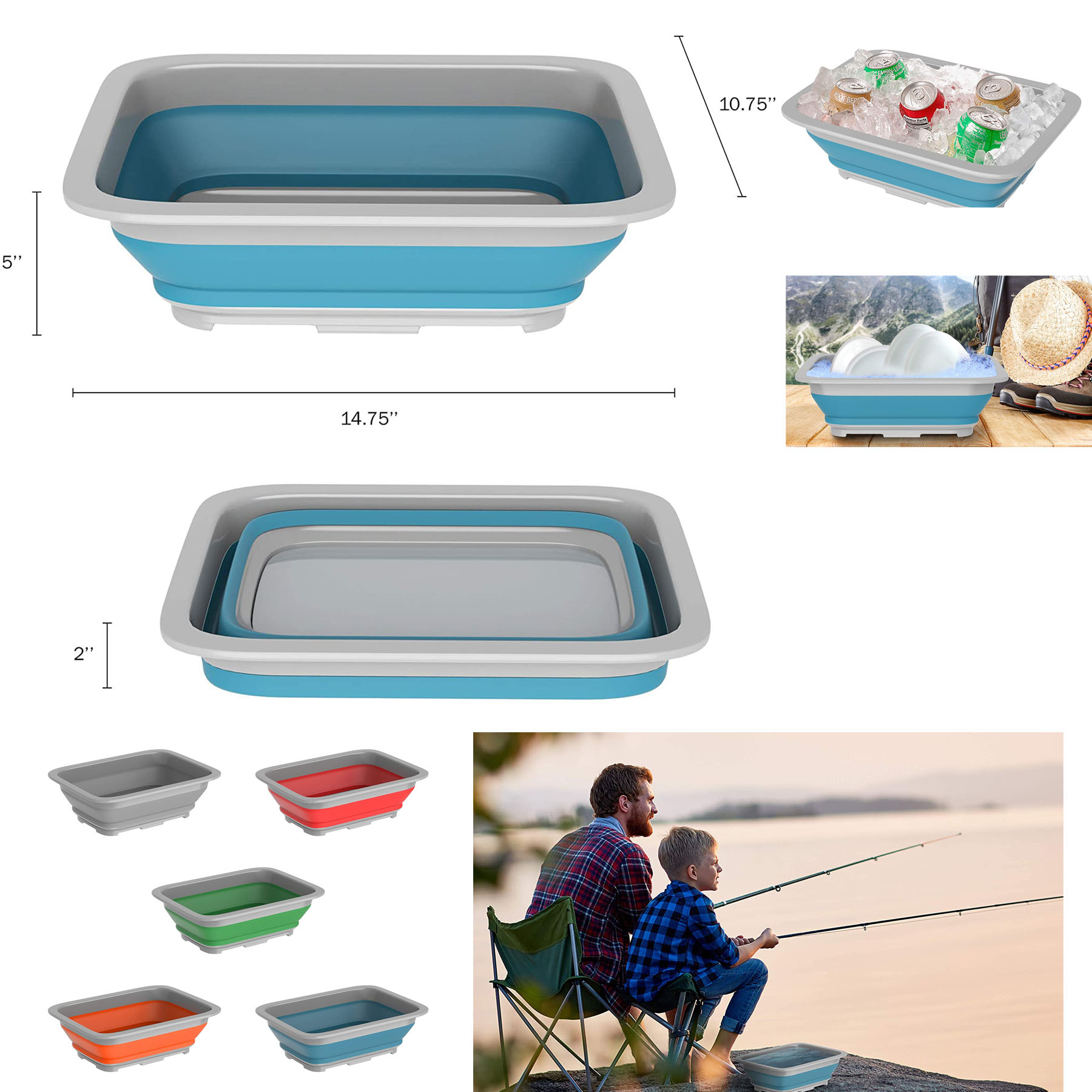 10L Portable Outdoors Collapsible Multiuse Wash Bin