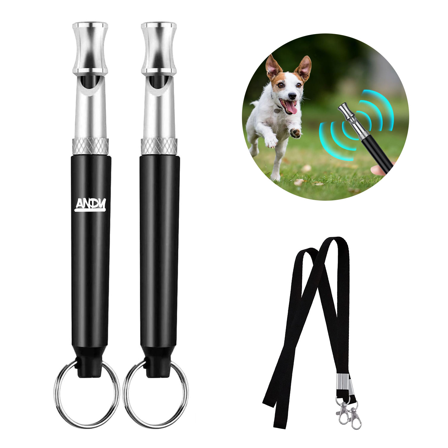 2-Pack Black Dog Whistle and Lanyard Set 4