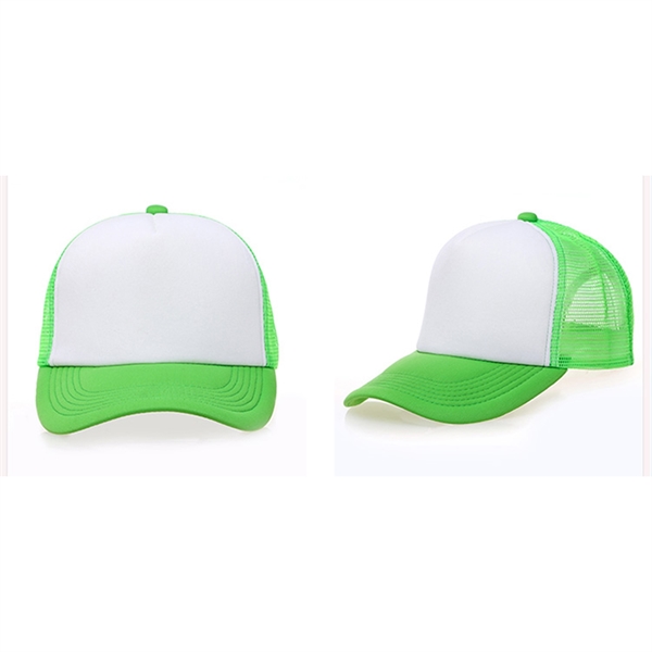 Stock 2-Tone Polyester 5 Panel Mesh Back Cap, Double Row 4