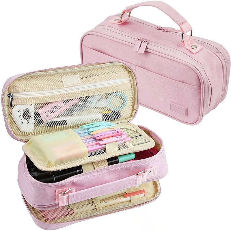 Large Capacity Pencil Case Double Zipper Storage Bag 4