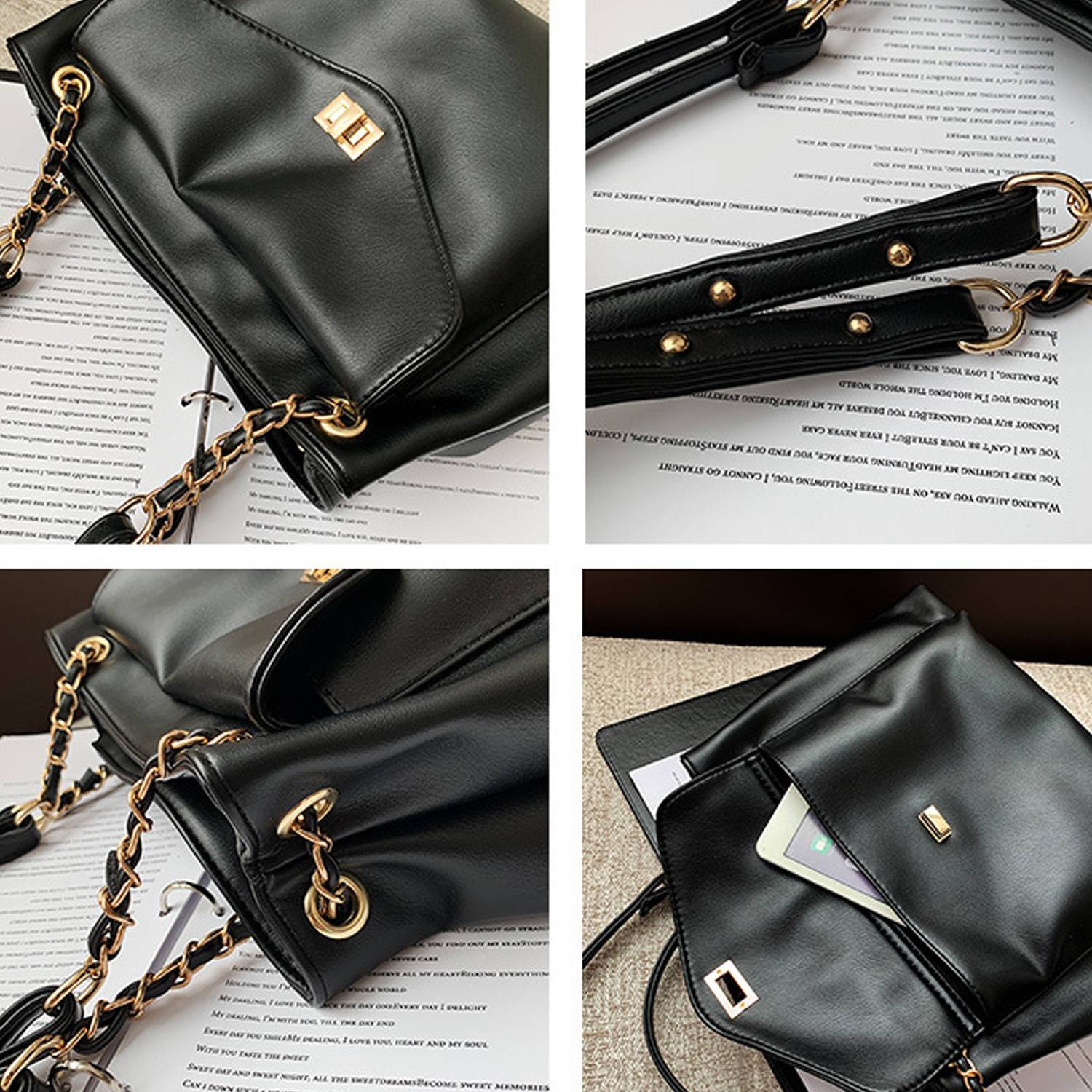 PU Leather Large Capacity Tote bag For Women, custom tote bag with logo imprint 8
