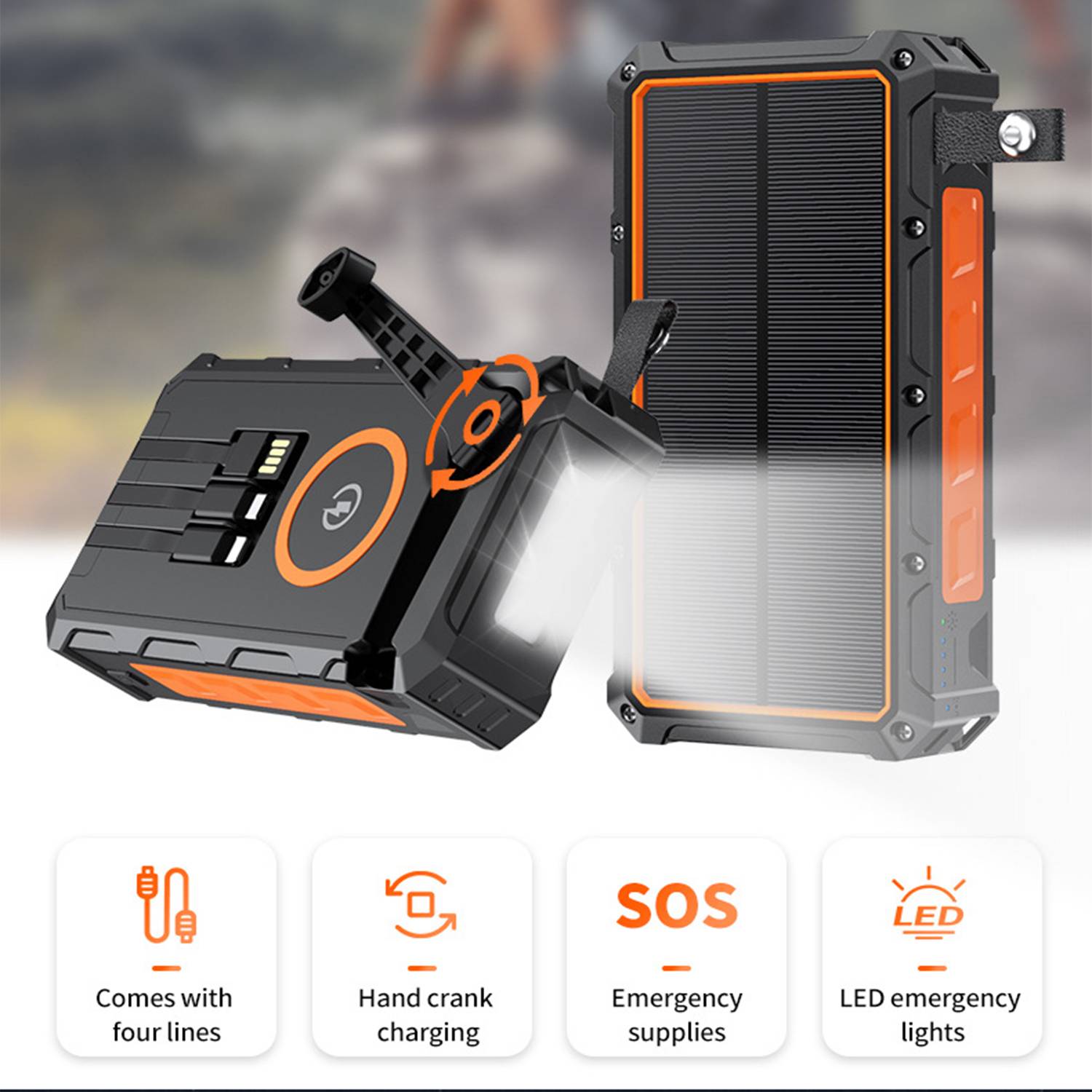 20000mAh Solar Phone Charger w/ LED Flashlight 5