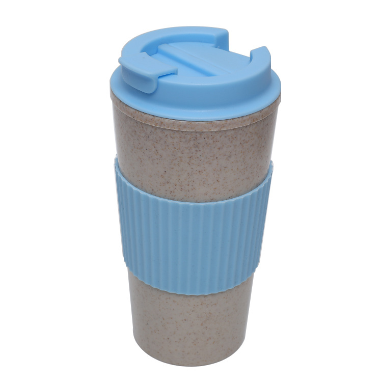 Non-Slip Insulated Wheat Straw Coffee Tumbler with Cup Sleeve 2