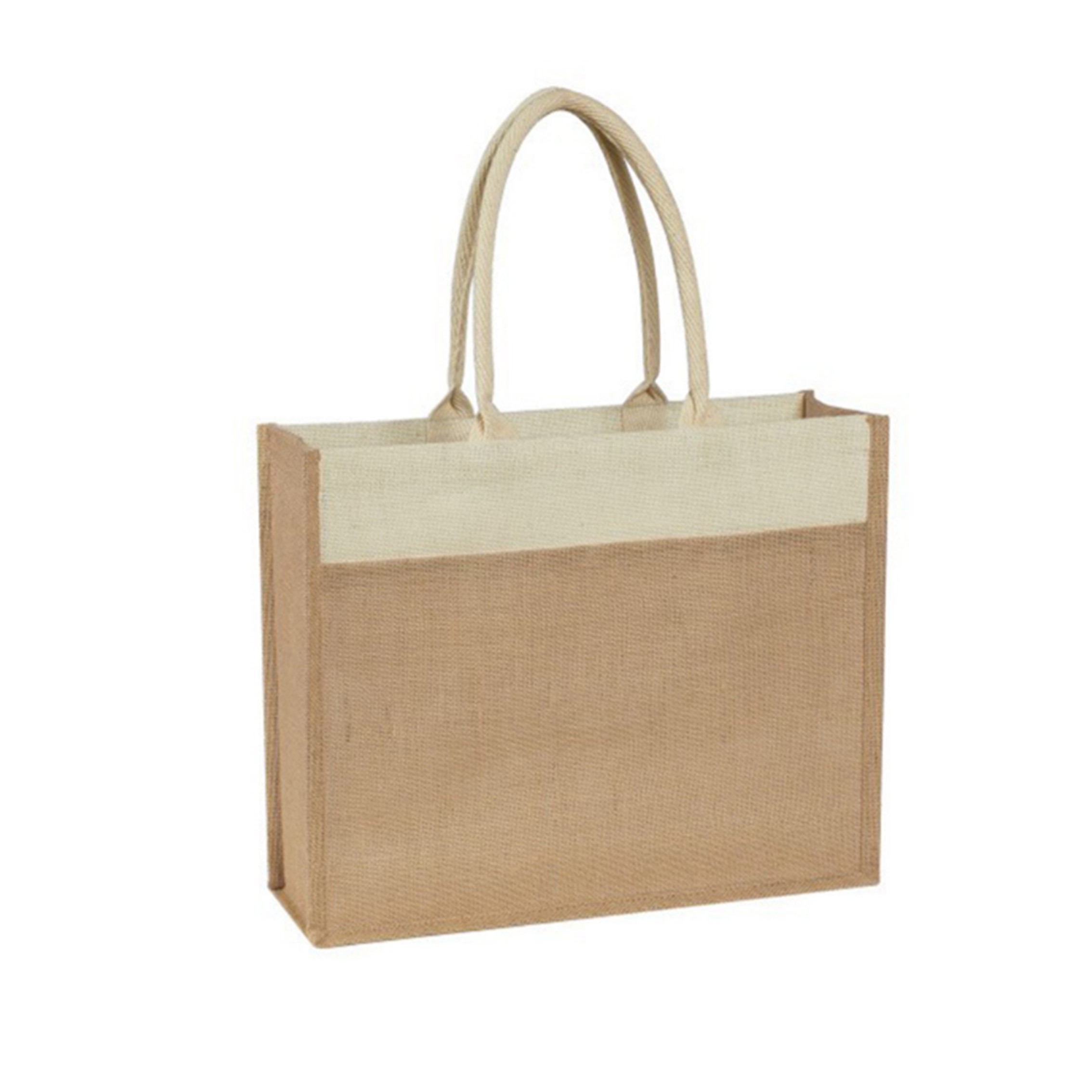 Eco Jute Logo Tote Bag w/Front Pocket, custom tote bag with logo imprint 3