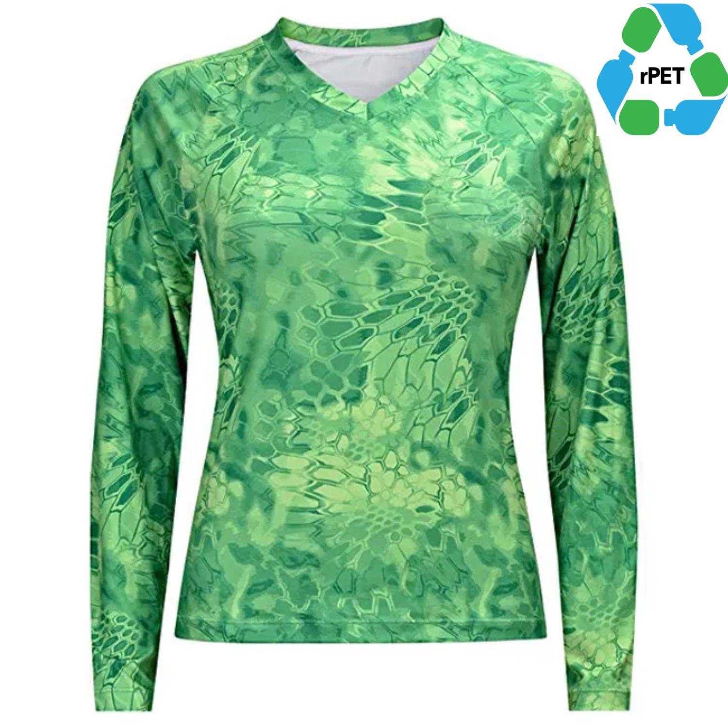 Women's rPET Recycled 100% Polyester Sublimation Performance V-neck T-Shirt