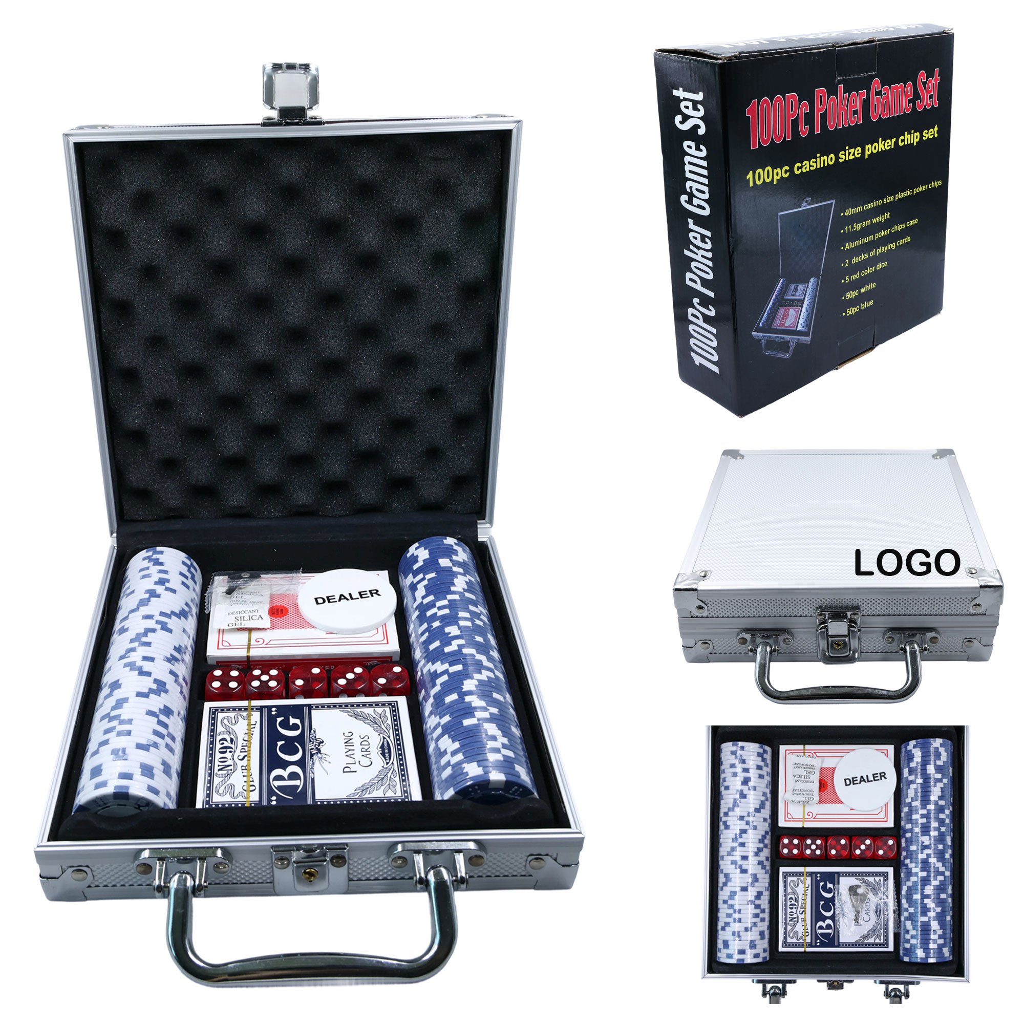 100 Piece Poker Chip Set w/ Aluminum Case 2