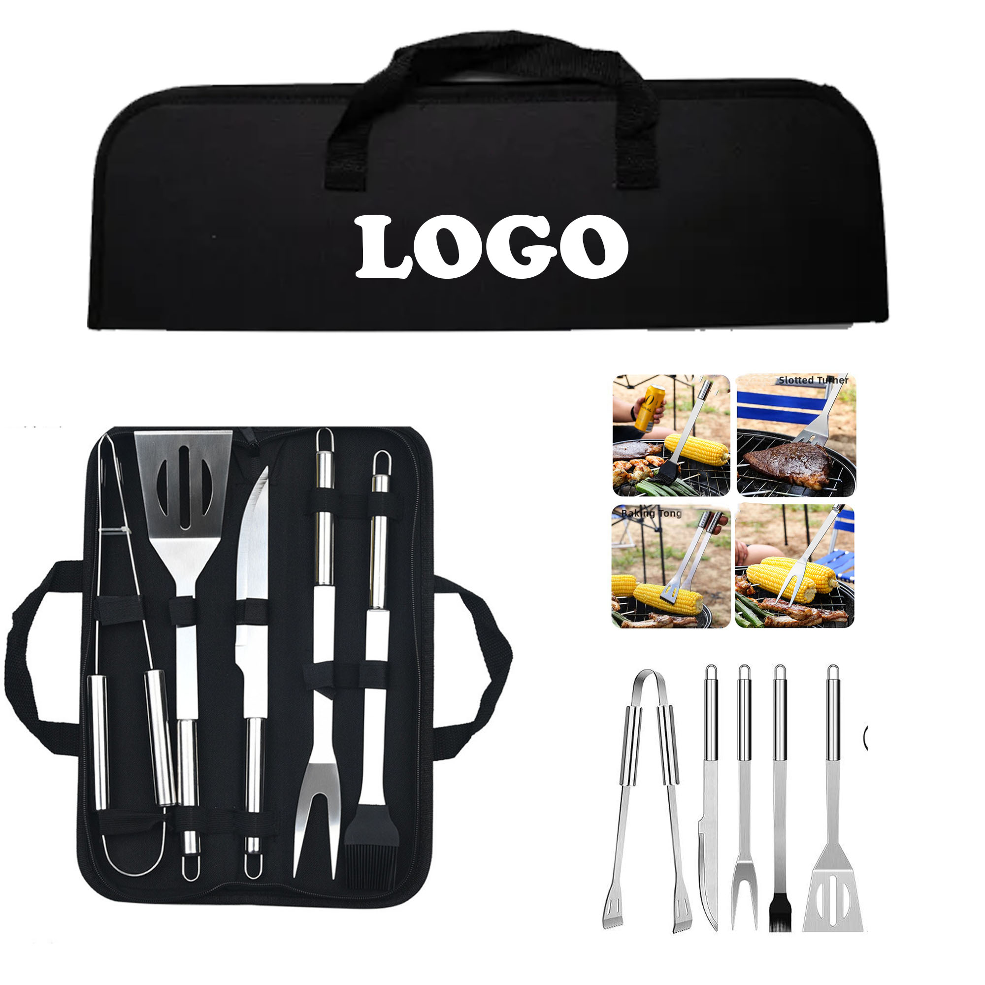 Stainless Steel 5-Piece BBQ Tool Set 1
