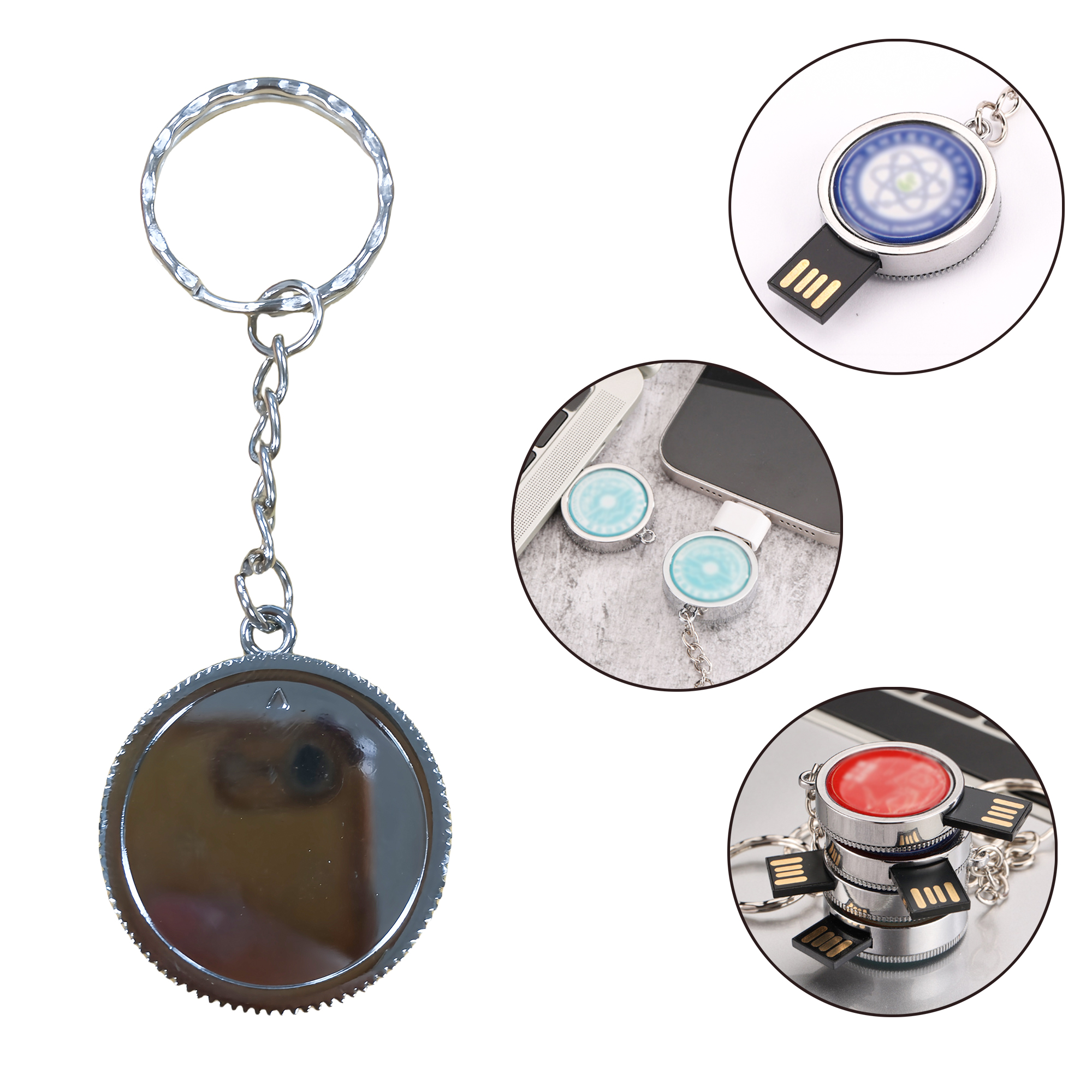 16G Custom Engraved Metal Keychain Flash Drive 3