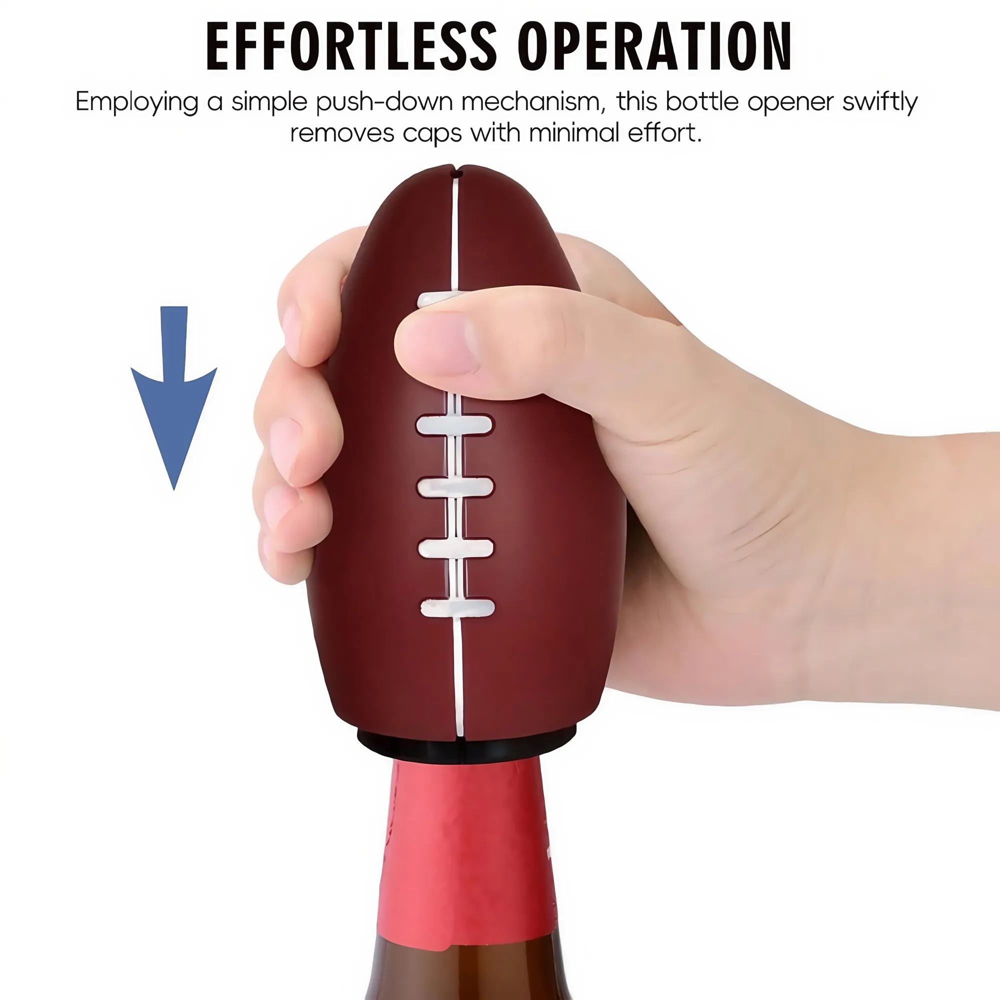 Football-Shaped Automatic Press Down Bottle Opener 8