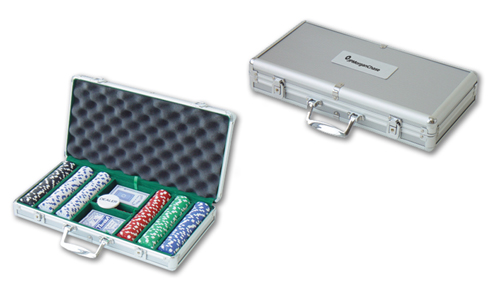 300 Piece Suit Chips with Aluminum Poker Set 1