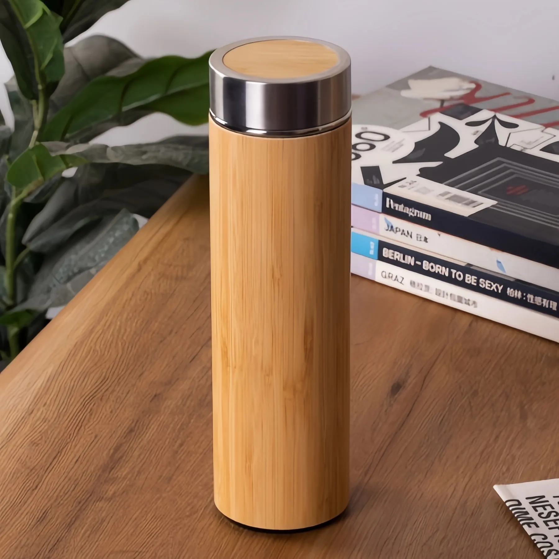 500ml Bamboo Insulate Bottle, custom water bottle with logo imprint 5