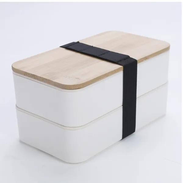 Eco-Friendly Wheat Straw Lunch Box with Wooden Lid 1