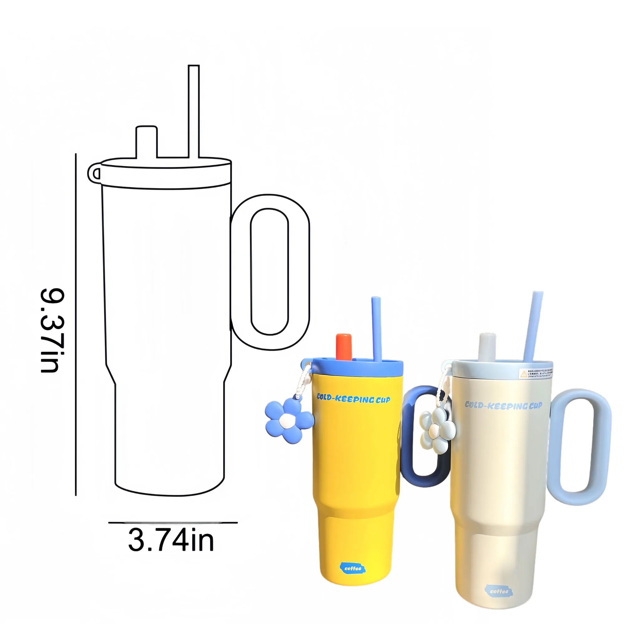 Floral Insulated Tumbler With Straw Car Cup 5
