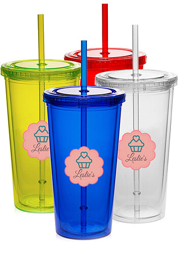 20 oz. Double Wall Acrylic Tumblers With Straws