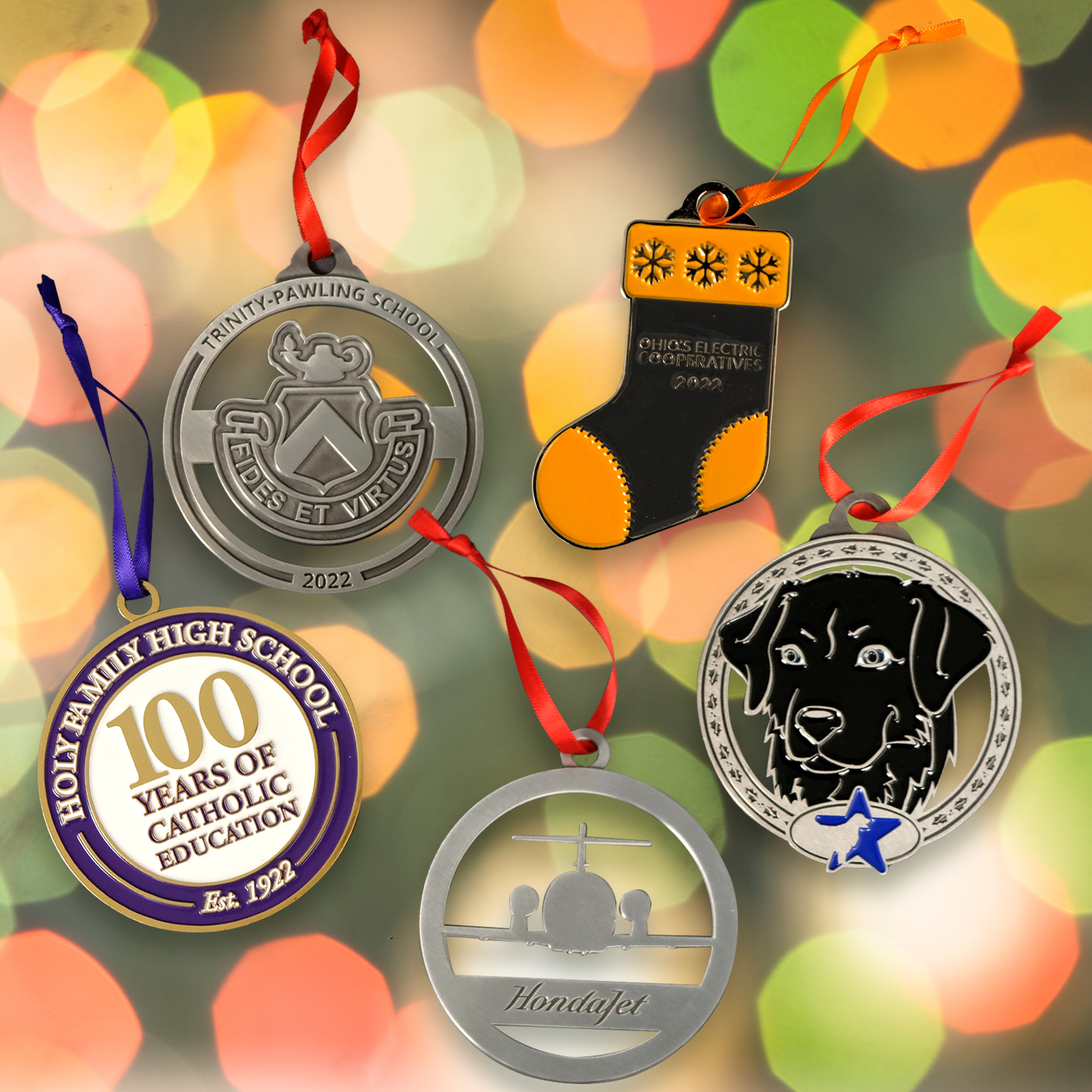 Die Struck Ornaments: 3" W x 3" H 16